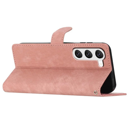 For Samsung Galaxy S24+ Case Solid Color Leather Stand Phone Cover Gold