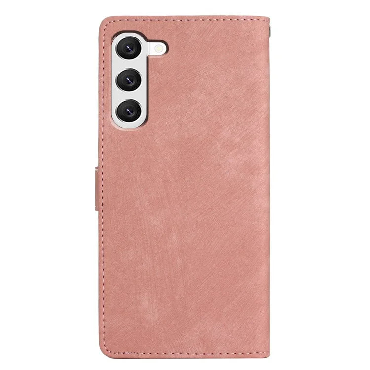 For Samsung Galaxy S24+ Case Solid Color Leather Stand Phone Cover Gold