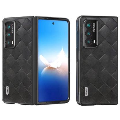 ABEEL For Honor Magic Vs2 5G Case Grid Texture PU Leather Coated Phone Back Cover