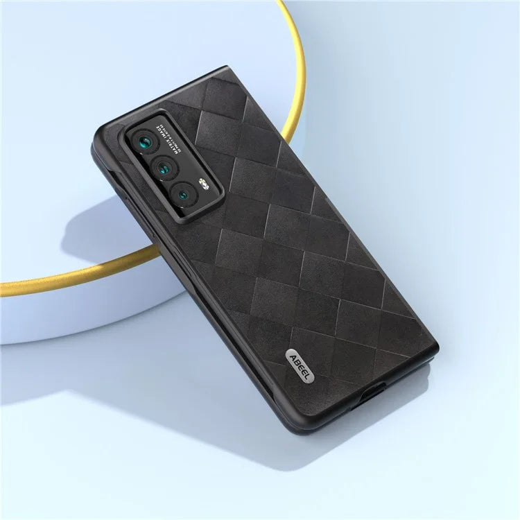 ABEEL For Honor Magic Vs2 5G Case Grid Texture PU Leather Coated Phone Back Cover