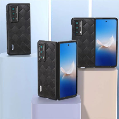 ABEEL For Honor Magic Vs2 5G Case Grid Texture PU Leather Coated Phone Back Cover