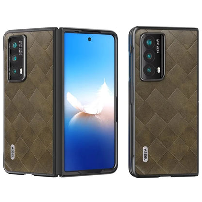 ABEEL For Honor Magic Vs2 5G Case Grid Texture PU Leather Coated Phone Back Cover