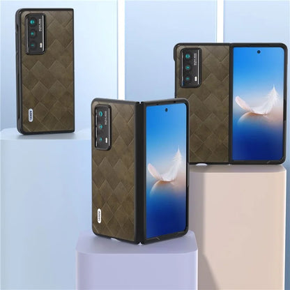 ABEEL For Honor Magic Vs2 5G Case Grid Texture PU Leather Coated Phone Back Cover