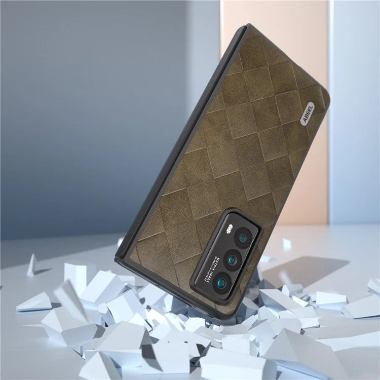 ABEEL For Honor Magic Vs2 5G Case Grid Texture PU Leather Coated Phone Back Cover