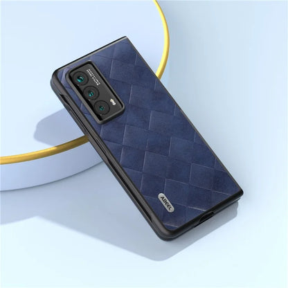 ABEEL For Honor Magic Vs2 5G Case Grid Texture PU Leather Coated Phone Back Cover