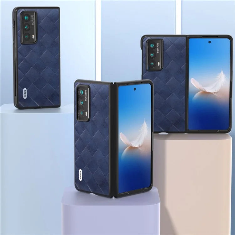 ABEEL For Honor Magic Vs2 5G Case Grid Texture PU Leather Coated Phone Back Cover