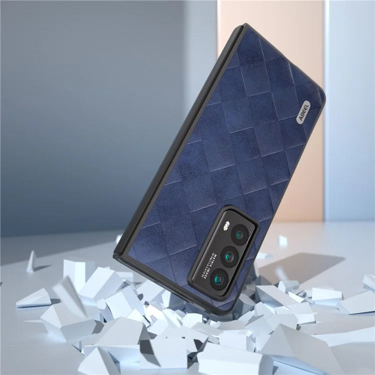 ABEEL For Honor Magic Vs2 5G Case Grid Texture PU Leather Coated Phone Back Cover