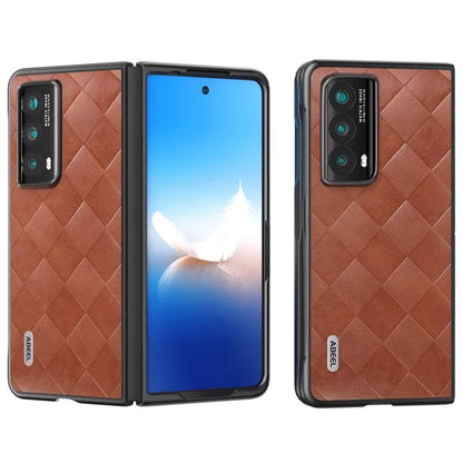 ABEEL For Honor Magic Vs2 5G Case Grid Texture PU Leather Coated Phone Back Cover