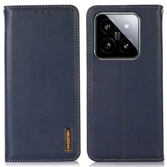 KHAZNEH For Xiaomi 14 Pro Case Genuine Cow Leather Nappa Texture RFID Blocking Phone Cover