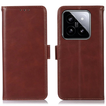 For Xiaomi 14 Pro Case Genuine Cow Leather RFID Blocking Stand Phone Cover