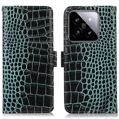 For Xiaomi 14 Pro Case Genuine Cow Leather RFID Blocking Wallet Phone Cover