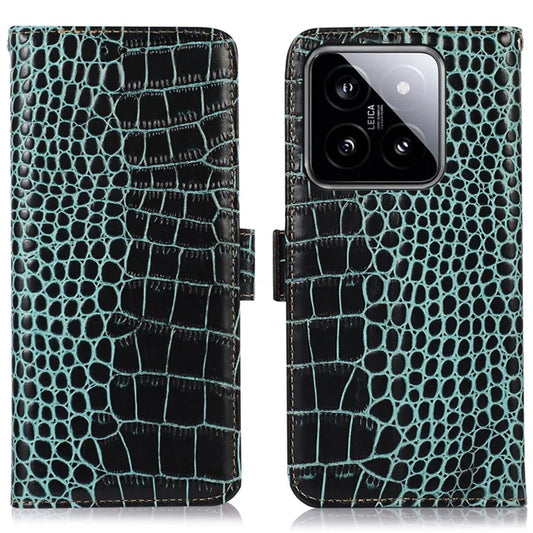 For Xiaomi 14 Pro Case Genuine Cow Leather RFID Blocking Wallet Phone Cover