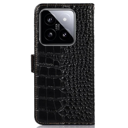 For Xiaomi 14 Pro Case Genuine Cow Leather RFID Blocking Wallet Phone Cover