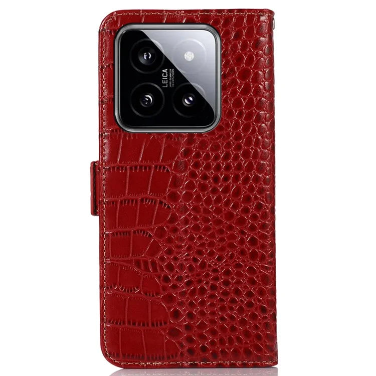 For Xiaomi 14 Pro Case Genuine Cow Leather RFID Blocking Wallet Phone Cover