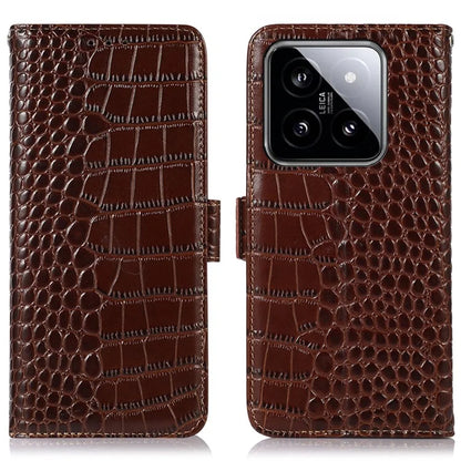 For Xiaomi 14 Pro Case Genuine Cow Leather RFID Blocking Wallet Phone Cover