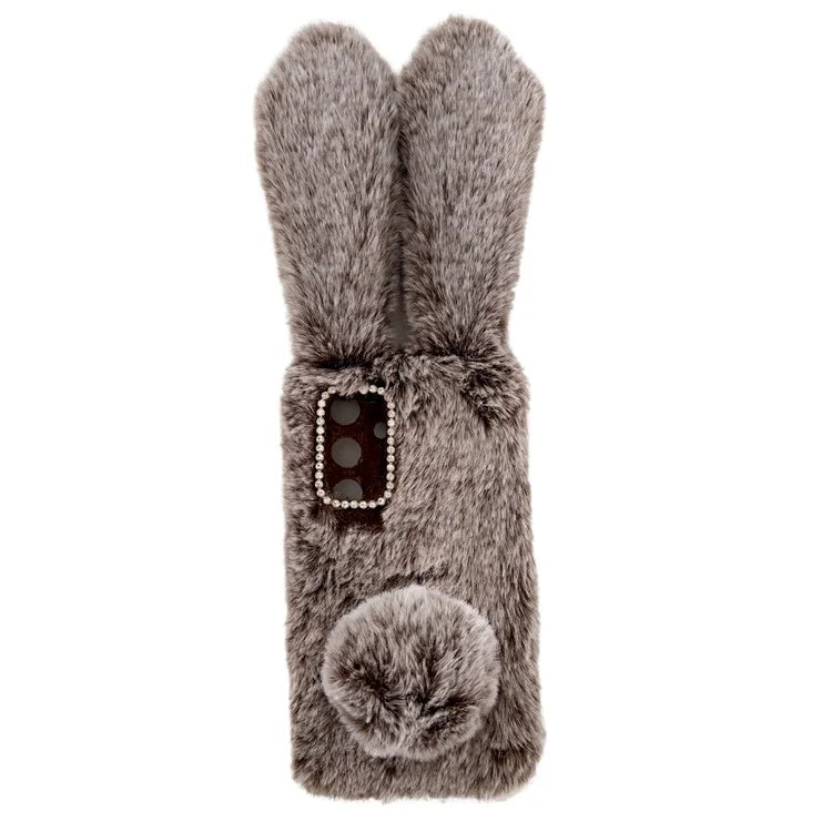 For Samsung Galaxy S24+ Case 3D Bunny Ears Fuzzy Winter Warm Phone Cover