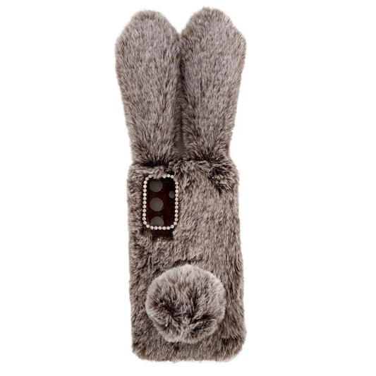 For Samsung Galaxy S24+ Case 3D Bunny Ears Fuzzy Winter Warm Phone Cover