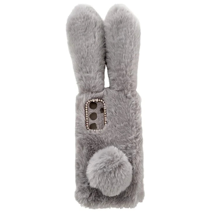 For Samsung Galaxy S24+ Case 3D Bunny Ears Fuzzy Winter Warm Phone Cover