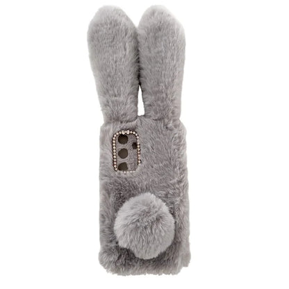 For Samsung Galaxy S24+ Case 3D Bunny Ears Fuzzy Winter Warm Phone Cover
