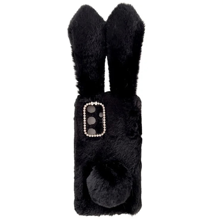 For Samsung Galaxy S24+ Case 3D Bunny Ears Fuzzy Winter Warm Phone Cover