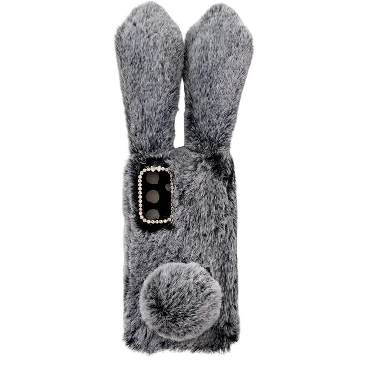 For Samsung Galaxy S24+ Case 3D Bunny Ears Fuzzy Winter Warm Phone Cover