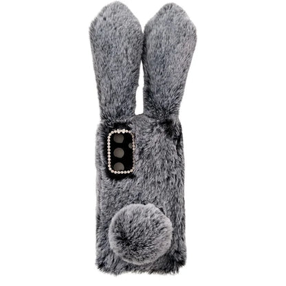 For Samsung Galaxy S24+ Case 3D Bunny Ears Fuzzy Winter Warm Phone Cover