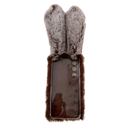For Samsung Galaxy S24+ Case 3D Bunny Ears Fuzzy Winter Warm Phone Cover