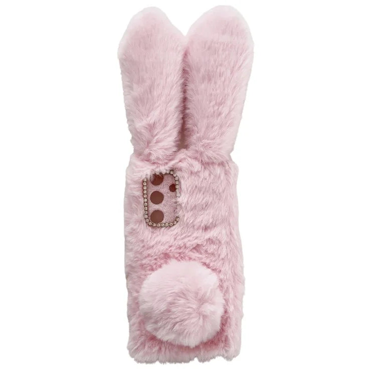 For Samsung Galaxy S24+ Case 3D Bunny Ears Fuzzy Winter Warm Phone Cover
