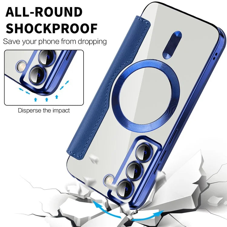 For Samsung Galaxy S22 5G Magnetic Case RFID Blocking Phone Leather Cover