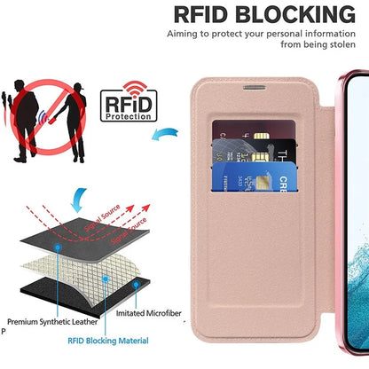 For Samsung Galaxy S22 5G Magnetic Case RFID Blocking Phone Leather Cover