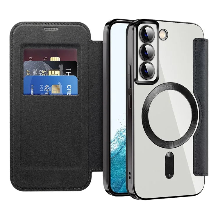For Samsung Galaxy S22 5G Magnetic Case RFID Blocking Phone Leather Cover