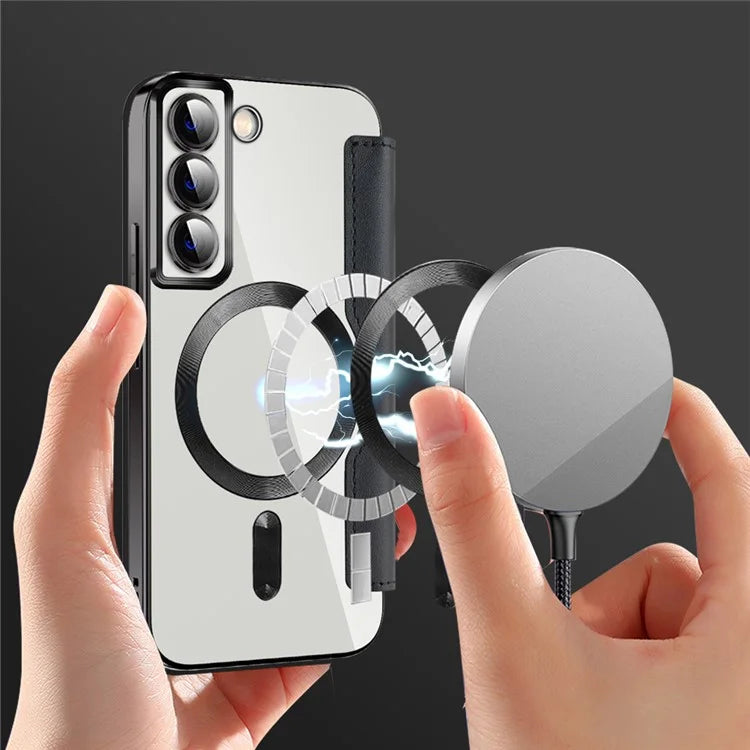 For Samsung Galaxy S22 5G Magnetic Case RFID Blocking Phone Leather Cover