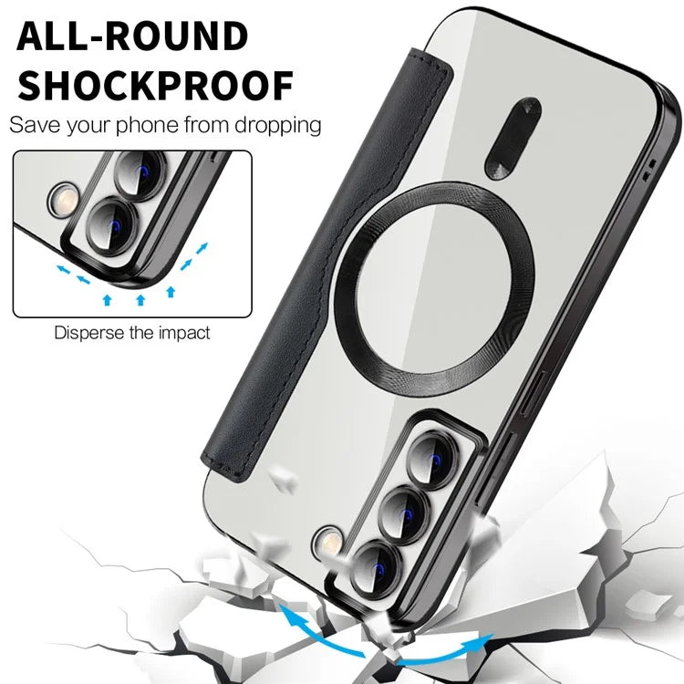 For Samsung Galaxy S22 5G Magnetic Case RFID Blocking Phone Leather Cover