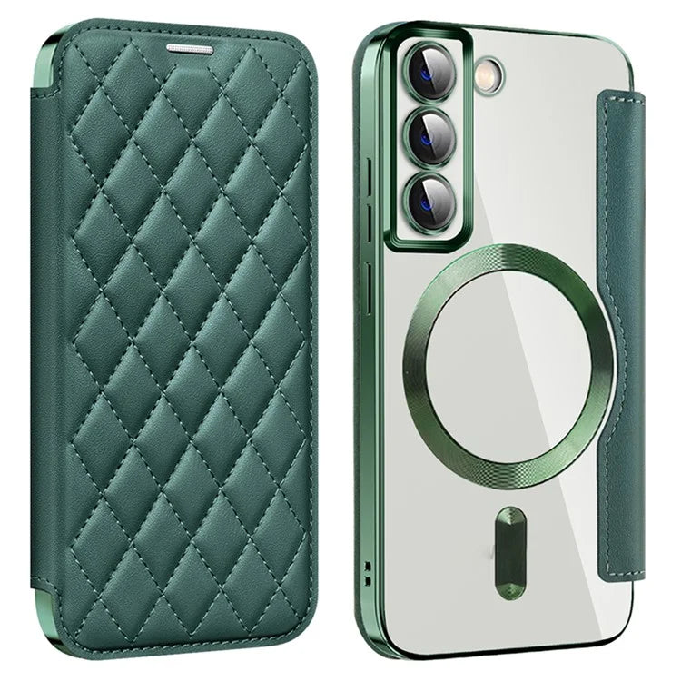 For Samsung Galaxy S22 5G Magnetic Case RFID Blocking Phone Leather Coverish Green