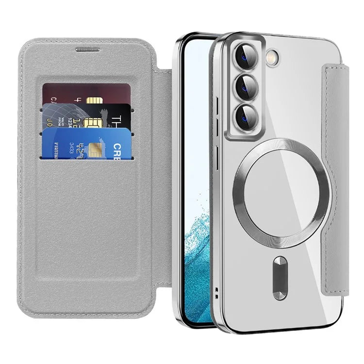 For Samsung Galaxy S22 5G Magnetic Case RFID Blocking Phone Leather Cover