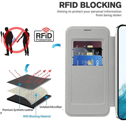For Samsung Galaxy S22 5G Magnetic Case RFID Blocking Phone Leather Cover
