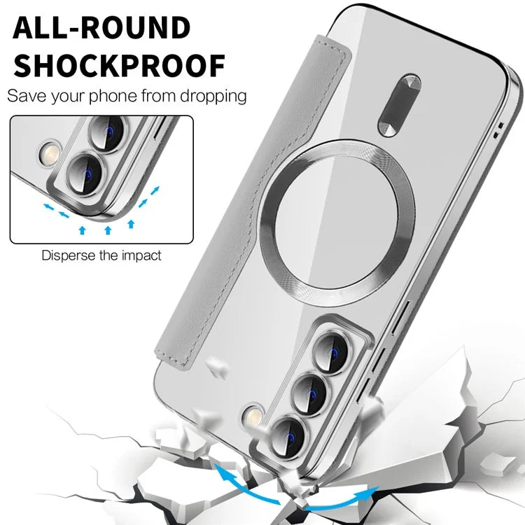 For Samsung Galaxy S22 5G Magnetic Case RFID Blocking Phone Leather Cover