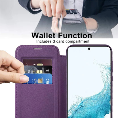 For Samsung Galaxy S22 5G Magnetic Case RFID Blocking Phone Leather Cover