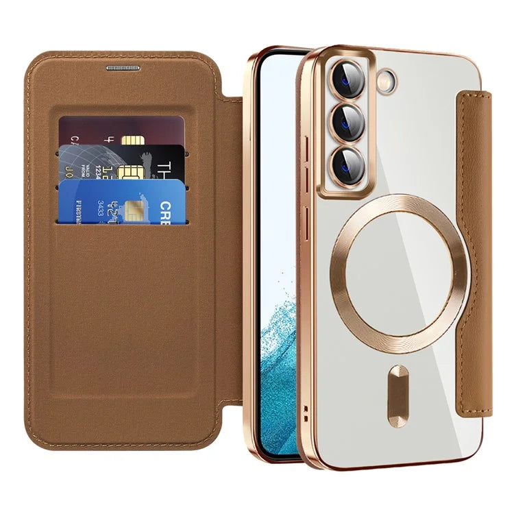 For Samsung Galaxy S22 5G Magnetic Case RFID Blocking Phone Leather Cover