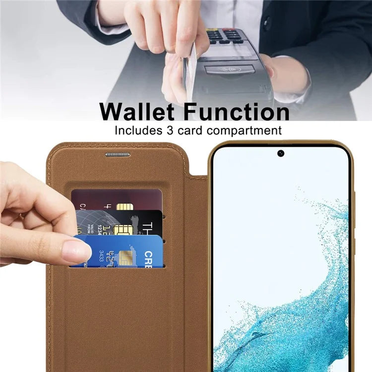 For Samsung Galaxy S22 5G Magnetic Case RFID Blocking Phone Leather Cover