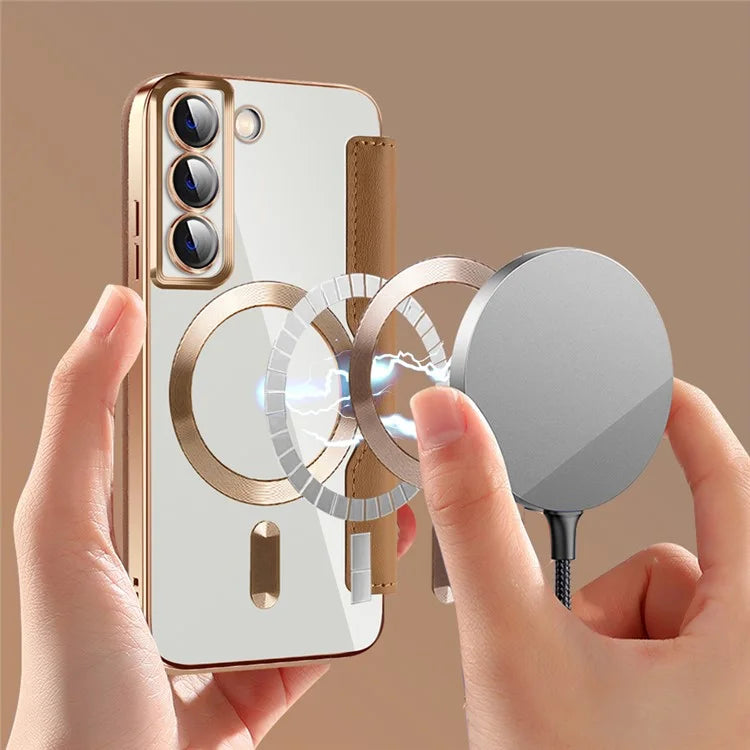 For Samsung Galaxy S22 5G Magnetic Case RFID Blocking Phone Leather Cover