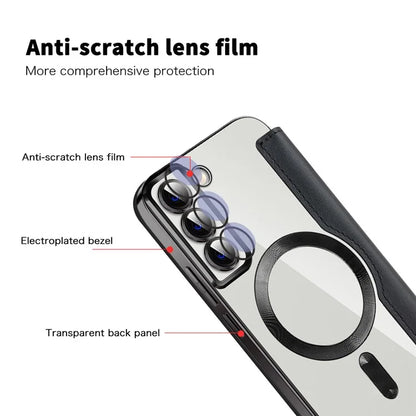 For Samsung Galaxy S22+ 5G Magnetic Case PU Leather Card Holder Phone Cover