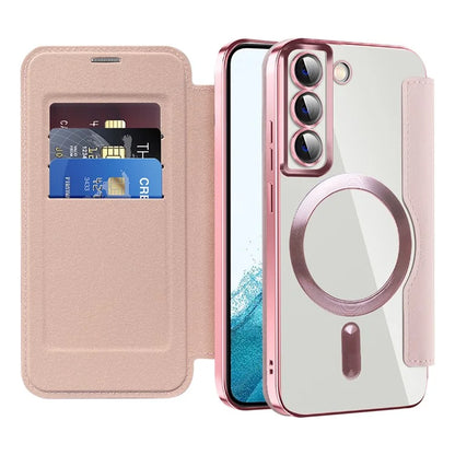 For Samsung Galaxy S22+ 5G Magnetic Case PU Leather Card Holder Phone Cover