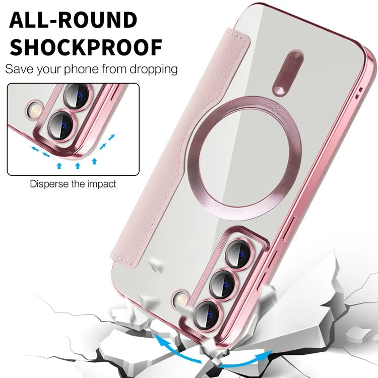For Samsung Galaxy S22+ 5G Magnetic Case PU Leather Card Holder Phone Cover