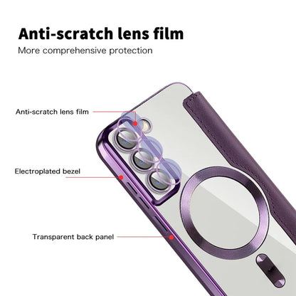 For Samsung Galaxy S22+ 5G Magnetic Case PU Leather Card Holder Phone Cover