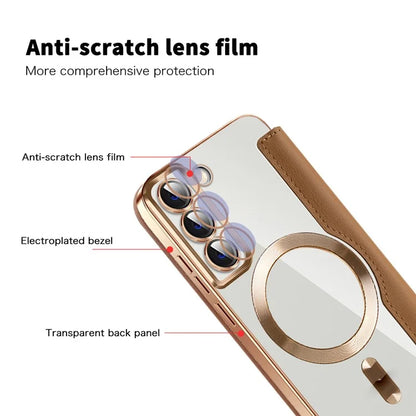 For Samsung Galaxy S22+ 5G Magnetic Case PU Leather Card Holder Phone Cover