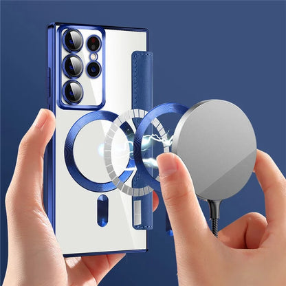 For Samsung Galaxy S22 Ultra 5G Case Card Slots Phone Cover Compatible with MagSafe