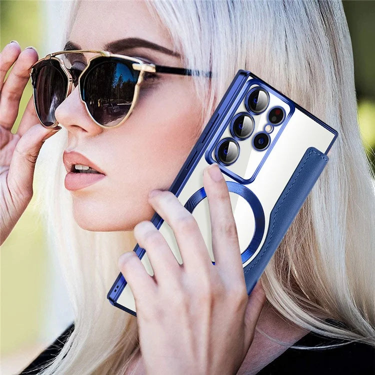 For Samsung Galaxy S22 Ultra 5G Case Card Slots Phone Cover Compatible with MagSafe