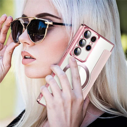 For Samsung Galaxy S22 Ultra 5G Case Card Slots Phone Cover Compatible with MagSafe