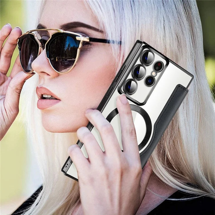 For Samsung Galaxy S22 Ultra 5G Case Card Slots Phone Cover Compatible with MagSafe